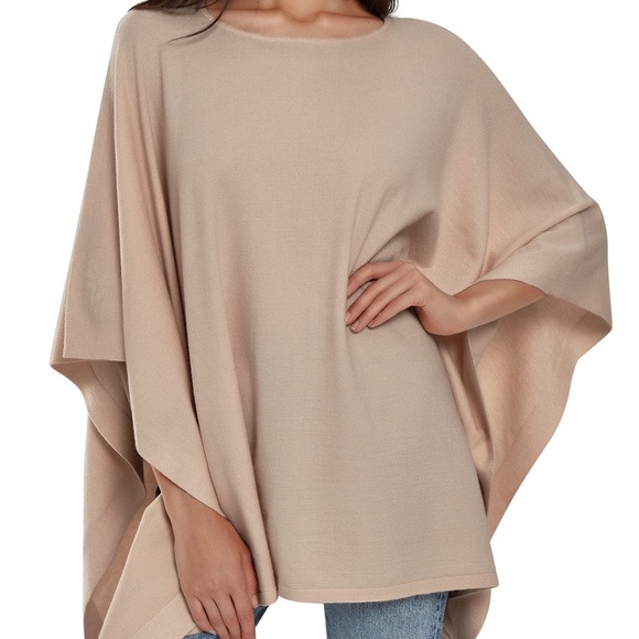 PULI Women's Pullover Cashmere Feel Viscose Shawl Loose Fitting Poncho One Size - Picture 6 of 6